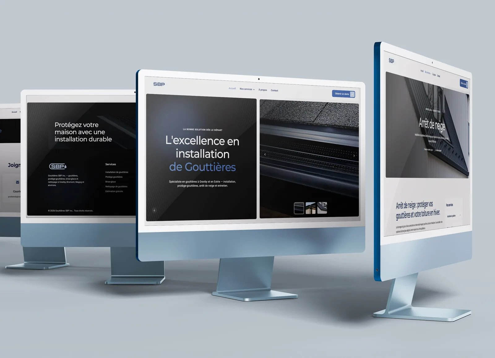Installer website mockups on desktop